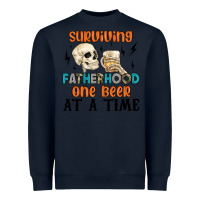 Navy surviving fatherhood one beer at a time Heavyweight Sweatshirt - MaliasSmallBusiness