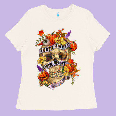 Sorta Sweet Sorta Spooky Ladies Tee Designed By Ranaportraitstore