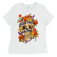 White Sorta sweet sorta spooky Ladies Tee - RanaPortraitStore