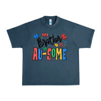 Midnight Navy my brother is ausome autism Urban Heavy Tee - MaliasSmallBusiness