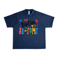 Navy my brother is ausome autism Urban Heavy Tee - MaliasSmallBusiness