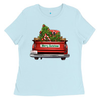Baby Blue Christmas trees truck Ladies Tee - FaDigitalArtStudio
