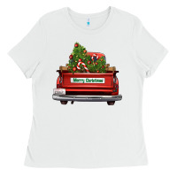 White Christmas trees truck Ladies Tee - FaDigitalArtStudio