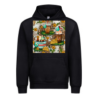 Black cow coffee cups and farm with leopard seamless pattern bbs Urban Hoodie - BundleAndBundleShop