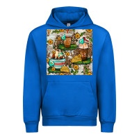 Cobalt cow coffee cups and farm with leopard seamless pattern bbs Urban Hoodie - BundleAndBundleShop