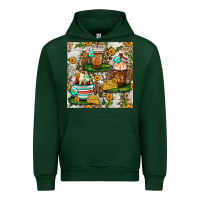 Forest Green cow coffee cups and farm with leopard seamless pattern bbs Urban Hoodie - BundleAndBundleShop