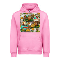 Fuchsia Pink cow coffee cups and farm with leopard seamless pattern bbs Urban Hoodie - BundleAndBundleShop