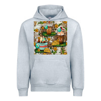 Heather Grey cow coffee cups and farm with leopard seamless pattern bbs Urban Hoodie - BundleAndBundleShop