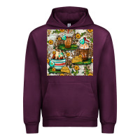 Mauve Wine cow coffee cups and farm with leopard seamless pattern bbs Urban Hoodie - BundleAndBundleShop