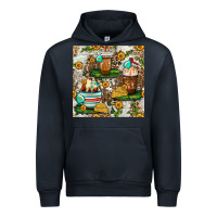 Navy cow coffee cups and farm with leopard seamless pattern bbs Urban Hoodie - BundleAndBundleShop