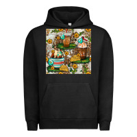 Pigment Black cow coffee cups and farm with leopard seamless pattern bbs Urban Hoodie - BundleAndBundleShop