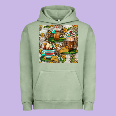 Cow Coffee Cups And Farm With Leopard Seamless Pattern Bbs Urban Hoodie Designed By Bundleandbundleshop