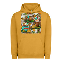 Pigment Peanut Butter cow coffee cups and farm with leopard seamless pattern bbs Urban Hoodie - BundleAndBundleShop