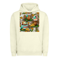 Pigment Pistachio cow coffee cups and farm with leopard seamless pattern bbs Urban Hoodie - BundleAndBundleShop