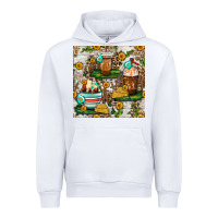 White cow coffee cups and farm with leopard seamless pattern bbs Urban Hoodie - BundleAndBundleShop
