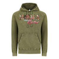 Vintage Olive Mama bear with daisy Vintage Hoodie - RanaPortraitStore