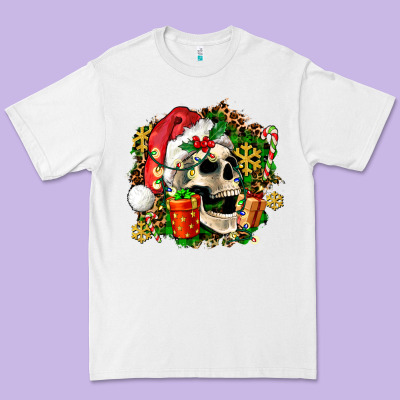 Christmas Skull And Gift Premium Tee Designed By Adodesignshop