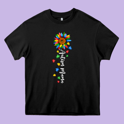 Autism Mama Sunflower White Heavy Core Tee Designed By Jahusdesignshop