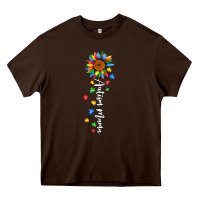 Chocolate Brown autism mama sunflower white Heavy Core Tee - JahusDesignShop