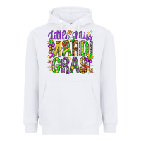 White Little miss Mardi Gras Heavyweight Hoodie - HowdyJamesFarm