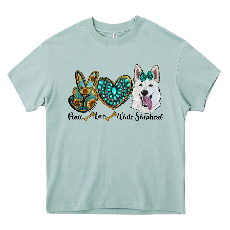 Peace Love White Sepherd Heavy Core Tee by BarkalooDesign | Teevron