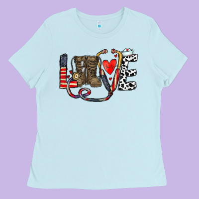 America Nurse Ladies Tee Designed By Cowhidedigitalart