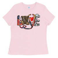 Bubblegum Pink america nurse Ladies Tee - CowhideDigitalArt