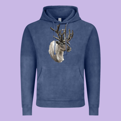 Reindeer Buck Deer Head Vintage Hoodie Designed By Lillyallendesigns