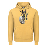 Vintage Mustard Reindeer Buck Deer Head Vintage Hoodie - LillyAllenDesigns