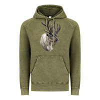 Vintage Olive Reindeer Buck Deer Head Vintage Hoodie - LillyAllenDesigns