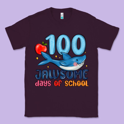 100 Jawsome Days Of School Classic Tee Designed By Maliassmallbusiness
