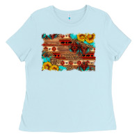 Baby Blue aztec and leopard background Ladies Tee - HRA Design Shop