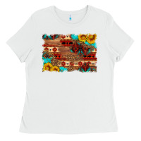 White aztec and leopard background Ladies Tee - HRA Design Shop