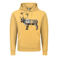 Vintage Mustard reindeer buck deer Vintage Hoodie - LillyAllenDesigns