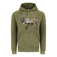 Vintage Olive reindeer buck deer Vintage Hoodie - LillyAllenDesigns