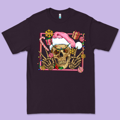 Pink Christmas Skeleton Premium Tee Designed By Adodesignshop