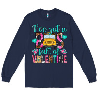 Navy ive got a bus full of valentine Long Sleeve Tee - NancyCooperArtShop