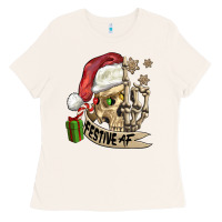 Festive Af Christmas Skull Ladies Tee | Teevron