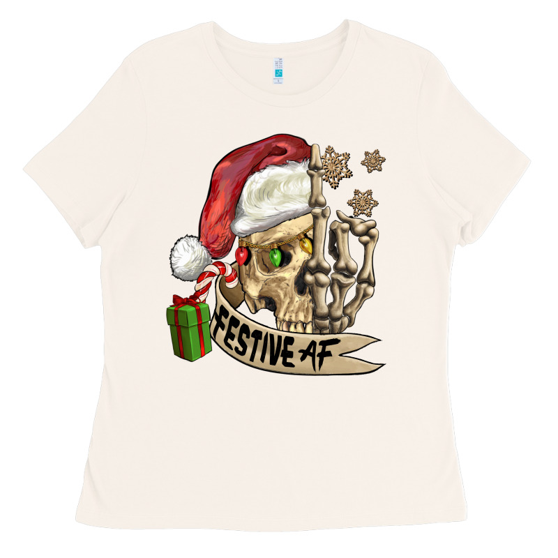 Festive Af Christmas Skull Ladies Tee by FaDigitalArtStudio | Teevron