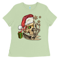 Matcha festive af christmas skull Ladies Tee - FaDigitalArtStudio