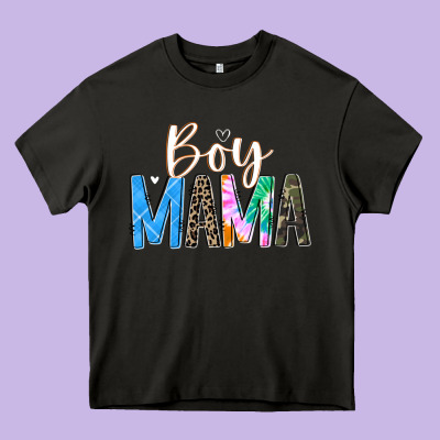 Boy Mama  Black Heavy Core Tee Designed By Jahusdesignshop