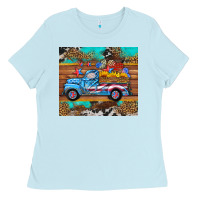 Baby Blue western  american truck sunflowers  mousepad Ladies Tee - HRA Design Shop