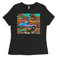 Black western  american truck sunflowers  mousepad Ladies Tee - HRA Design Shop
