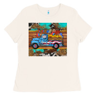 Bone western  american truck sunflowers  mousepad Ladies Tee - HRA Design Shop