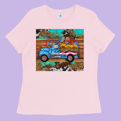 Western  American Truck Sunflowers  Mousepad Ladies Tee Designed By Hra Design Shop