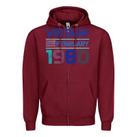 Burgundy Vintage February 1980 Zipper Hoodie - Bettercallsaul