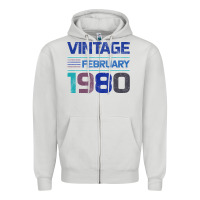 Dove Grey Vintage February 1980 Zipper Hoodie - Bettercallsaul
