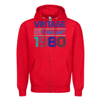 Red Vintage February 1980 Zipper Hoodie - Bettercallsaul
