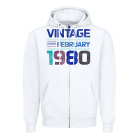 White Vintage February 1980 Zipper Hoodie - Bettercallsaul