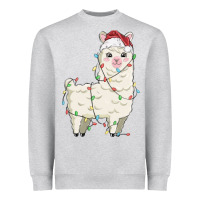 Heather Grey christmas llama Heavyweight Sweatshirt - MaliasSmallBusiness
